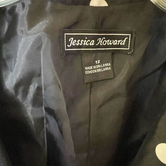 Jessica Howard Women's Size 12 Black Polka Dot Fit & Flare Dress - Picture 4 of 6